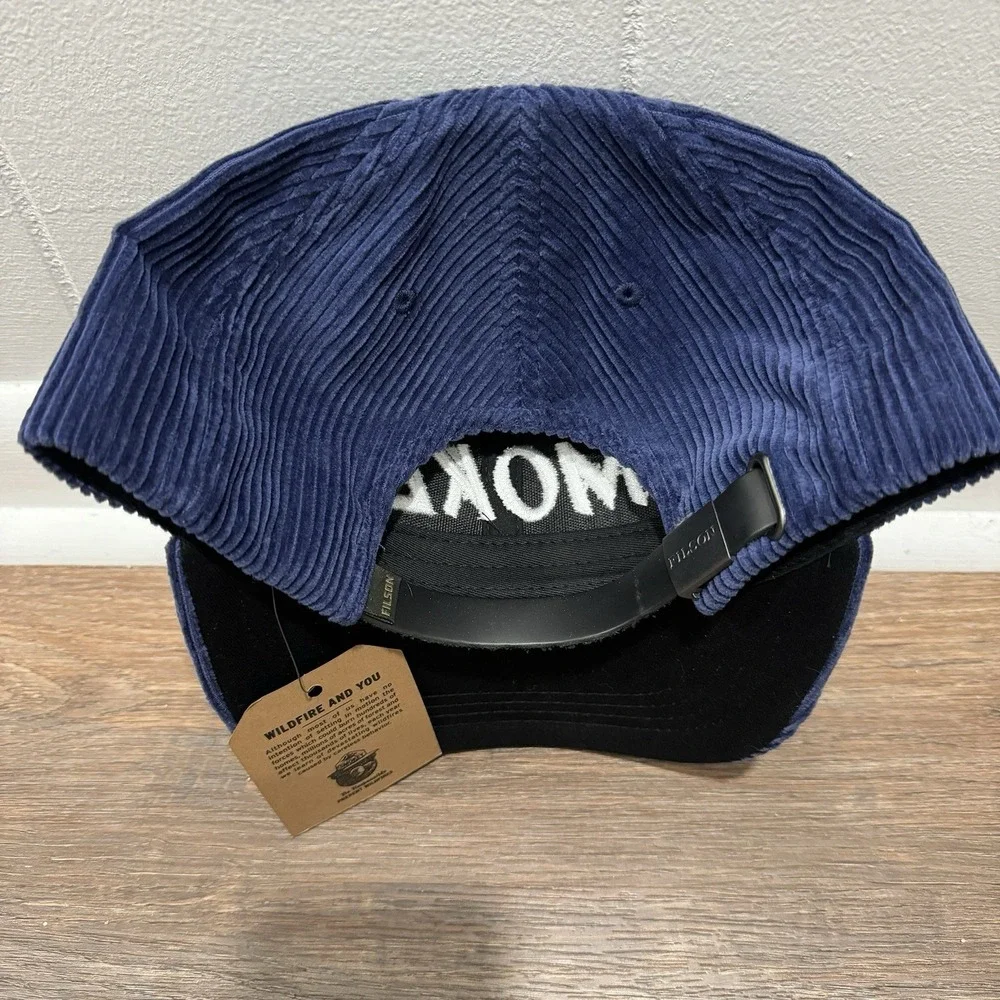 Filson Smokey Bear Corduroy Hat Blue Strap‎ Back NWT